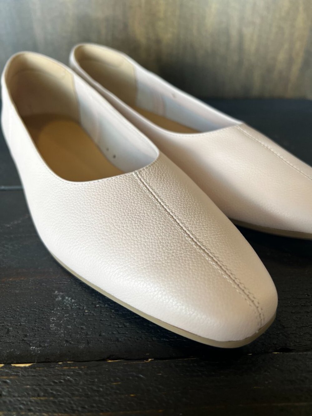 Everlane Pink Squared Toe Leather Flats Size 9 - Picture 3 of 5